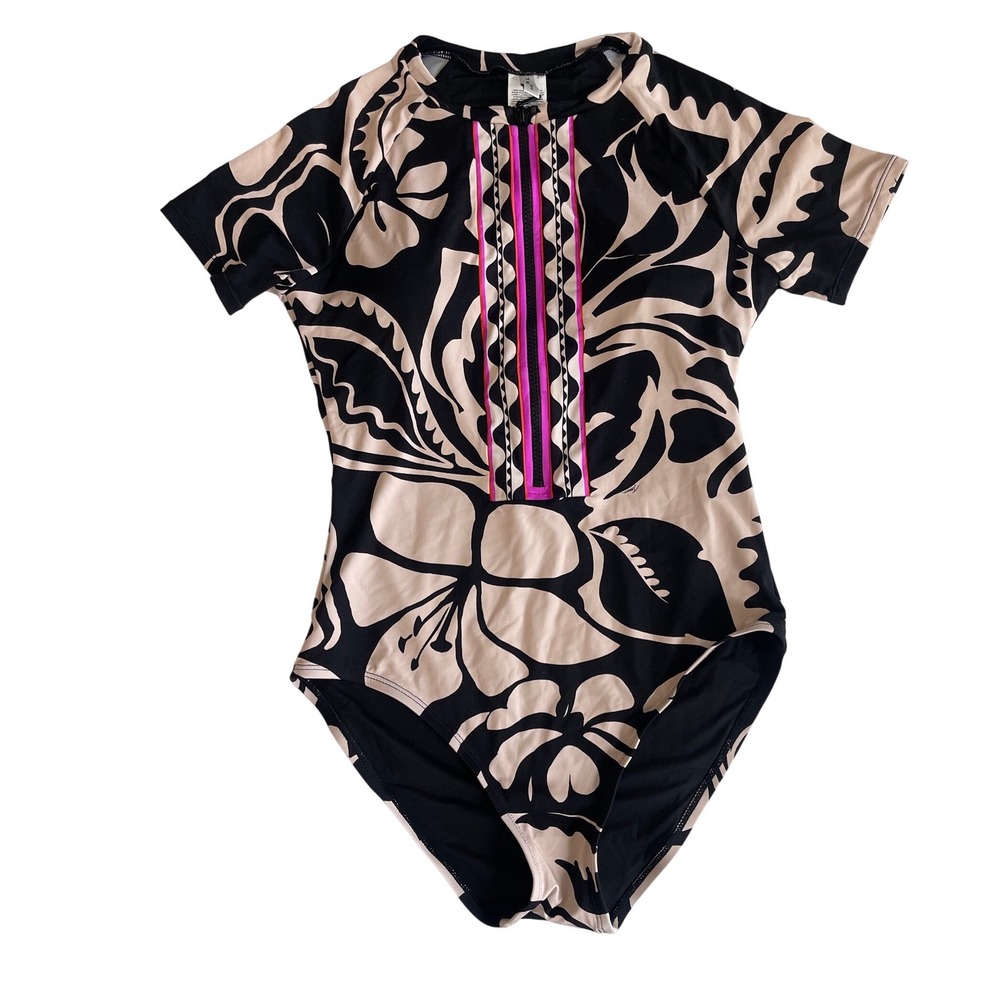 Trina Turk Florence Zip-up One Piece Paddle Suit, Rash Guard Women's Size Medium